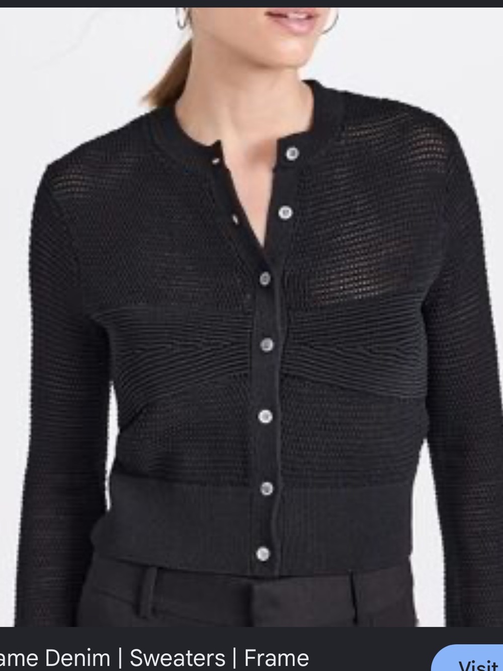 Frame Denim Mixed Stitched Shrunken Black Cardigan